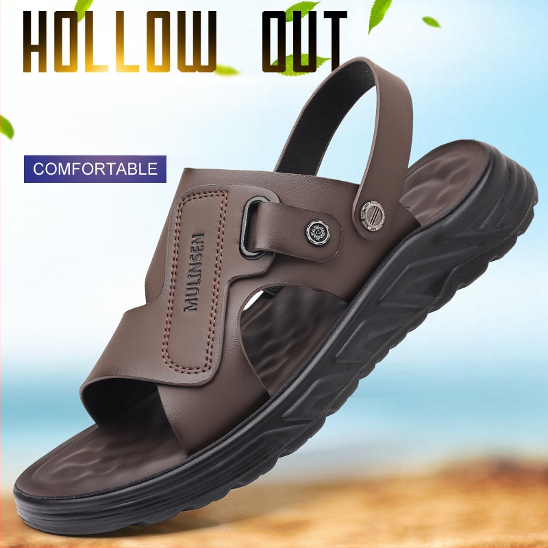 Meeste sandaalid veisnahast, plastist tald, vaba stiil ja avatud varvas, suvi 2024