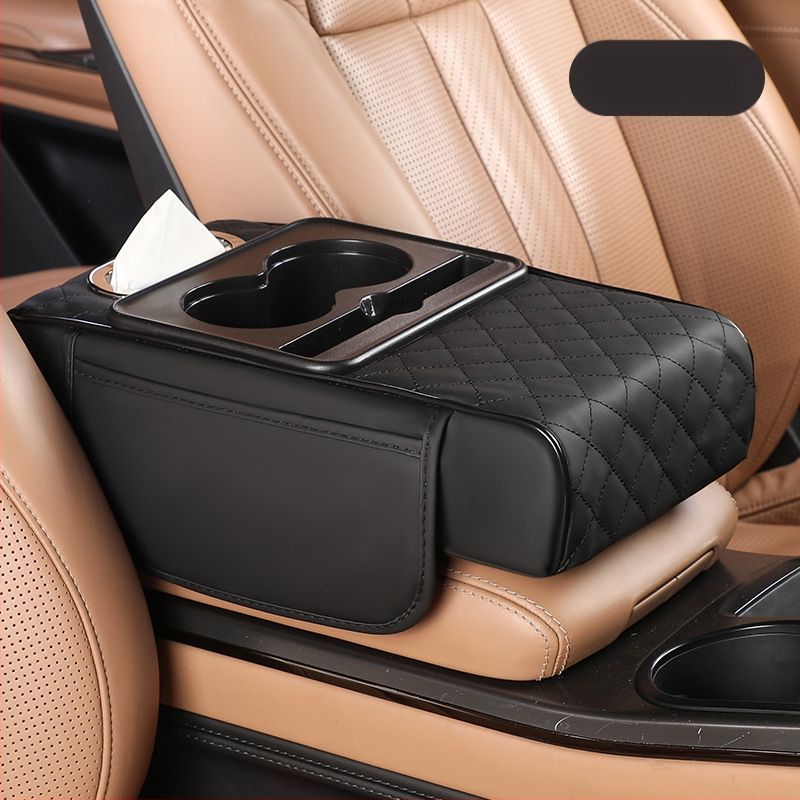 Universaalne auto käetoe kõrgenduspadi hoiukotiga ja salvrätikute karbiga – Nahk, Fast too