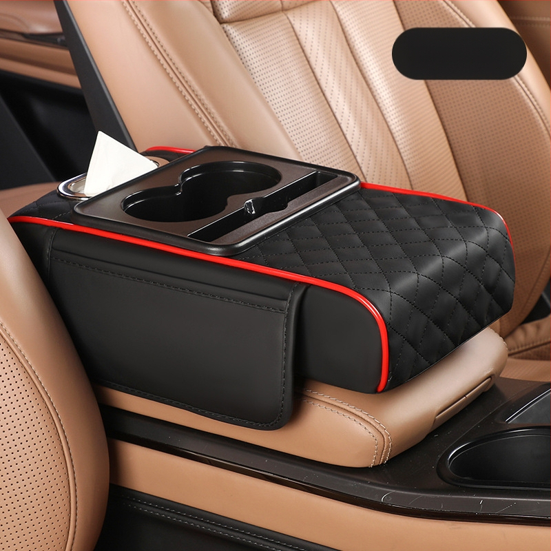 Universaalne auto käetoe kõrgenduspadi hoiukotiga ja salvrätikute karbiga – Nahk, Fast too