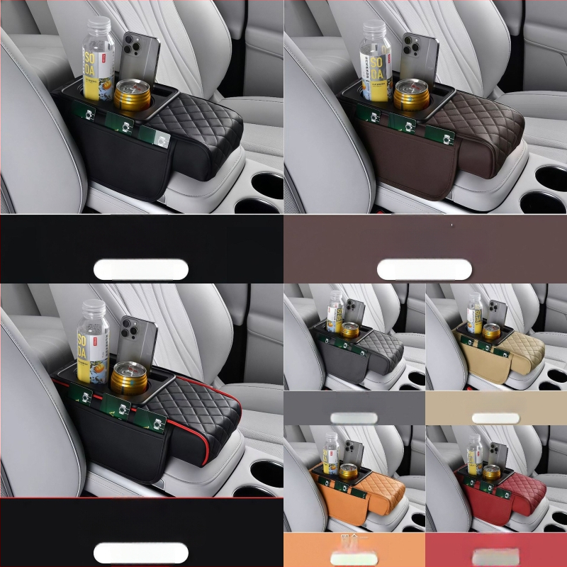 Universaalne auto käetoe kõrgenduspadi hoiukotiga ja salvrätikute karbiga – Nahk, Fast too