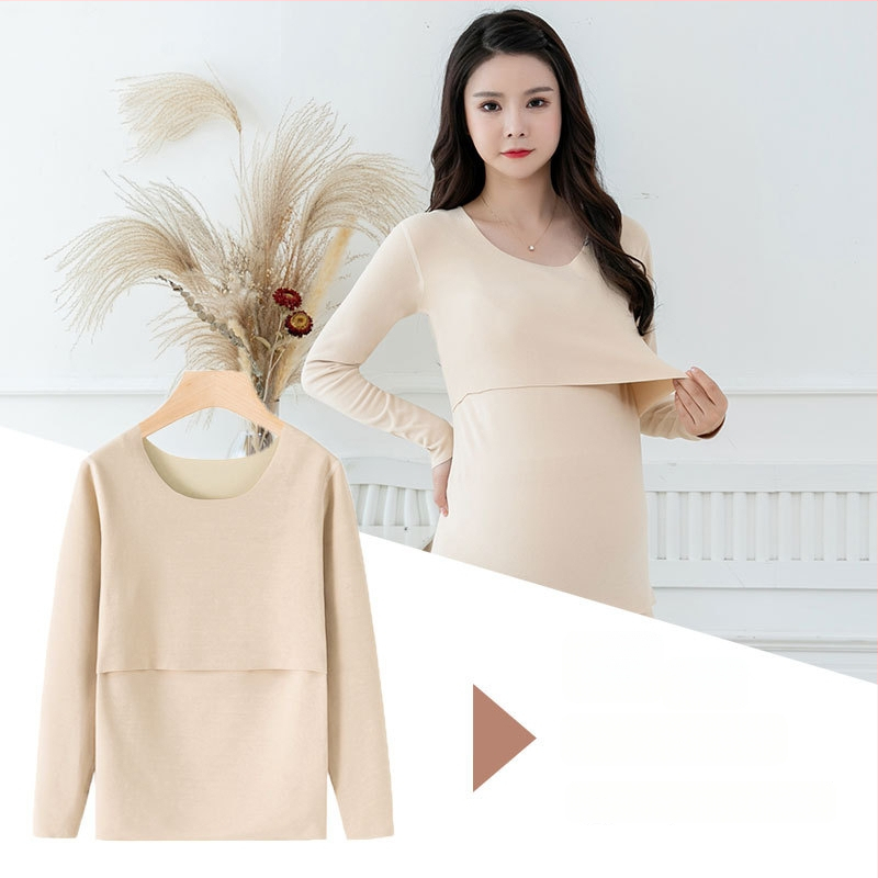 Nėščiosios maitinančio viršūnė su ilgomis rankovėmis, megztas audinys 70% acetato pluošto, Žiemos 2024 kolekcija