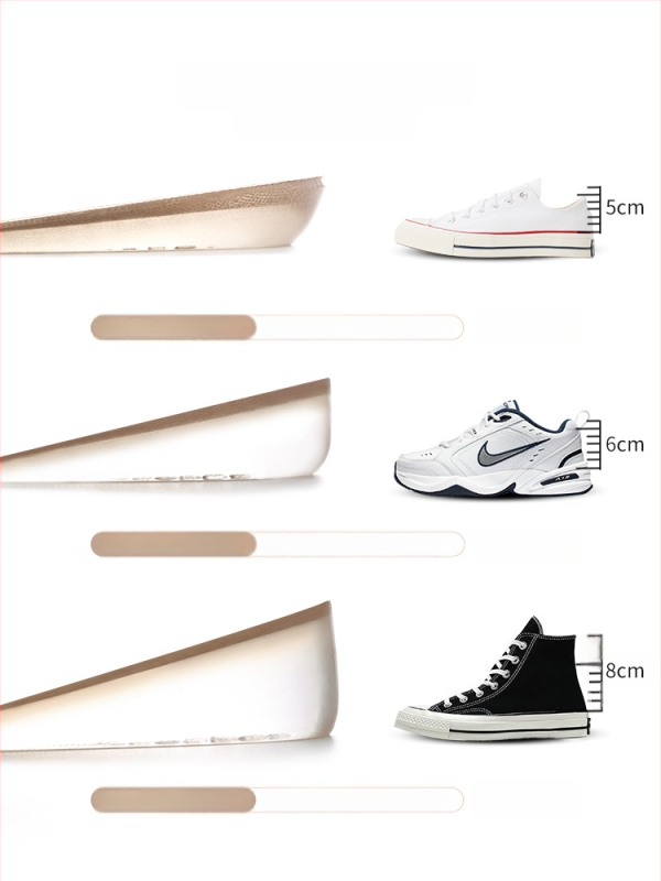 Nematomas silikonos aukštinimo įdėklas – pusės įdėklas, silikono veliūro medžiaga, universalus, tinkamas sportinei, odinei, batams ir kasdieninei avalynei