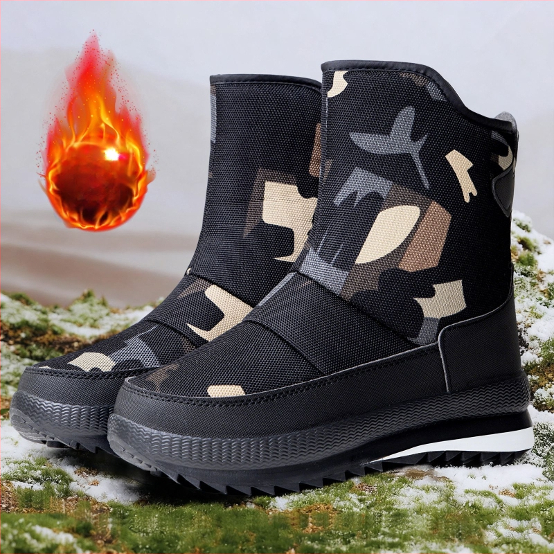 Meeste talvekingad nahkse ülaosaga, kunstliku karusnahaga vooder, Slip-On disain, lame kont 1–3 cm