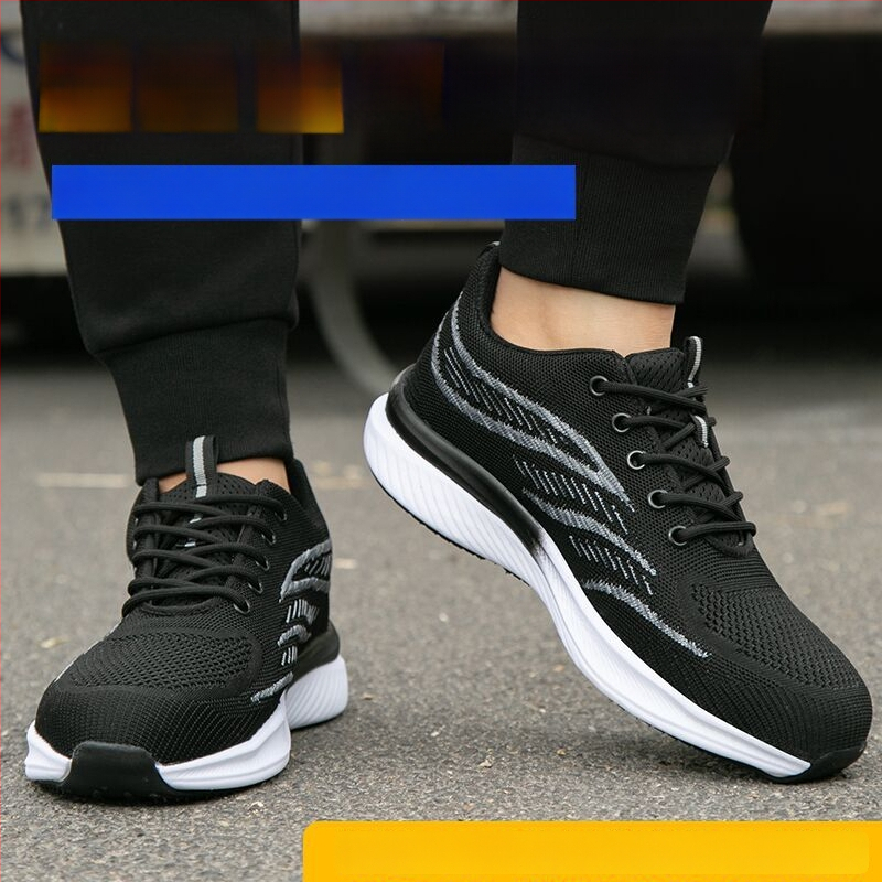 Vyrams ultra lengvi apsauginiai darbo batai su plastiko-plieno piršto apsauga, atsparūs smūgiams ir perforacijai, Fly-Knit viršus, minkšta padas