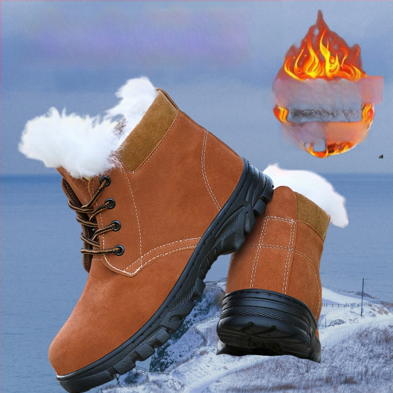 Vyriniai žieminiai sniego batai iš odos, vilnos įdaila, neslystanti gumos pada, klininis kulnas, apvali nosis