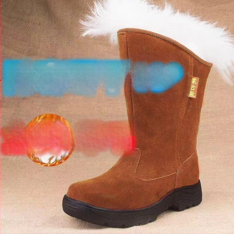 Vyriniai žieminiai sniego batai iš odos, vilnos įdaila, neslystanti gumos pada, klininis kulnas, apvali nosis