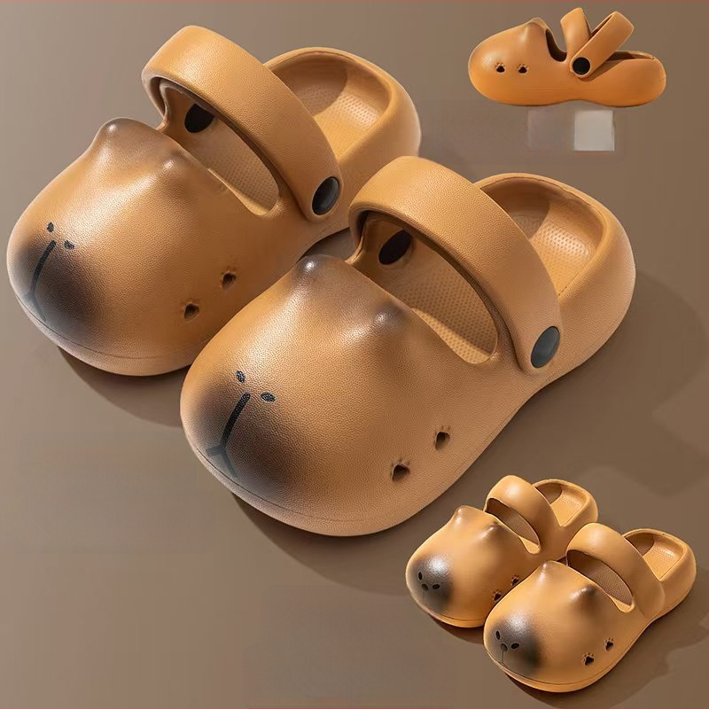 Flashy Capybara vaikų EVA paplūdimio bateliai - perforuoti, minkštas padas, unisex, vidaus/ išorės naudojimui, 2025 vasara, Zhejiang'e pagaminti