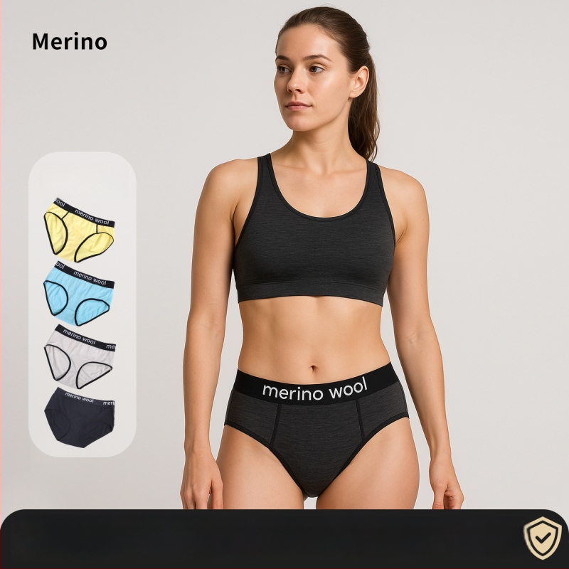 Naiste meriinovillast aluspüksid – õhukesed sportlikud aluspüksid, madal vöökoht, 100% meriinovill
