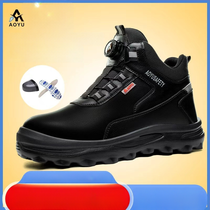 Vyrų saugos darbo batai - lengvi, aukštas viršus, plieninis pirštas, atsparūs perforacijai ir smūgiams, mikropluošto oda