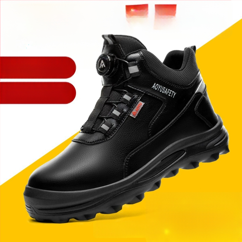 Vyrų saugos darbo batai - lengvi, aukštas viršus, plieninis pirštas, atsparūs perforacijai ir smūgiams, mikropluošto oda