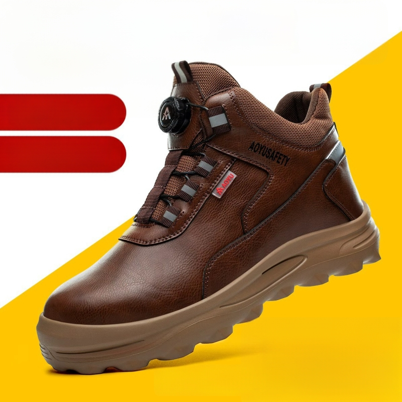 Vyrų saugos darbo batai - lengvi, aukštas viršus, plieninis pirštas, atsparūs perforacijai ir smūgiams, mikropluošto oda