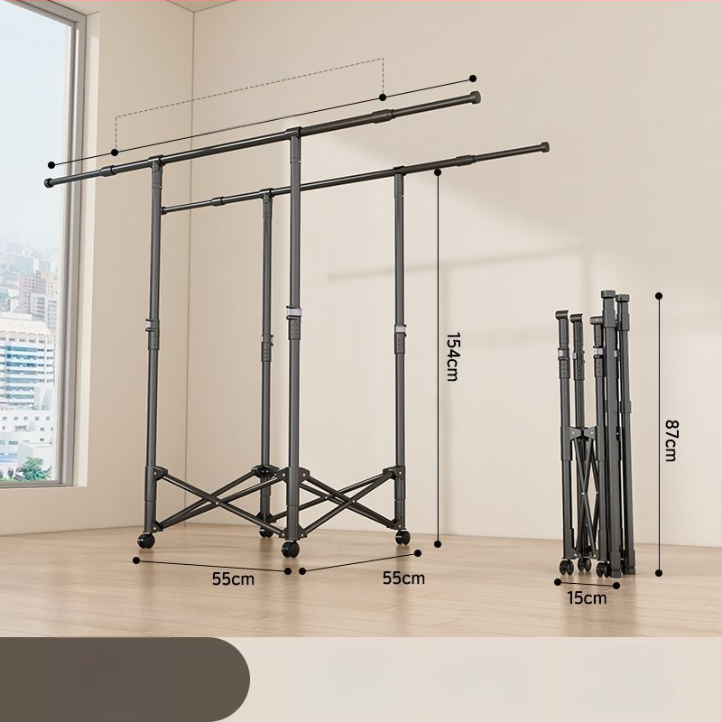 Grīdas sztāvs drēbju žāvēšanai, teleskopisks, pārvietojams un saliekams, nerūsējošā tēraudā, piemērots balkoniem, mājām vai studentu mājām, modelis 7845756785