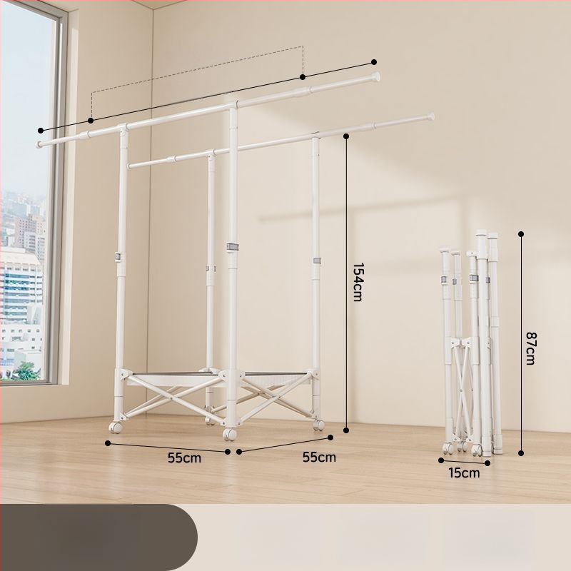 Grīdas sztāvs drēbju žāvēšanai, teleskopisks, pārvietojams un saliekams, nerūsējošā tēraudā, piemērots balkoniem, mājām vai studentu mājām, modelis 7845756785