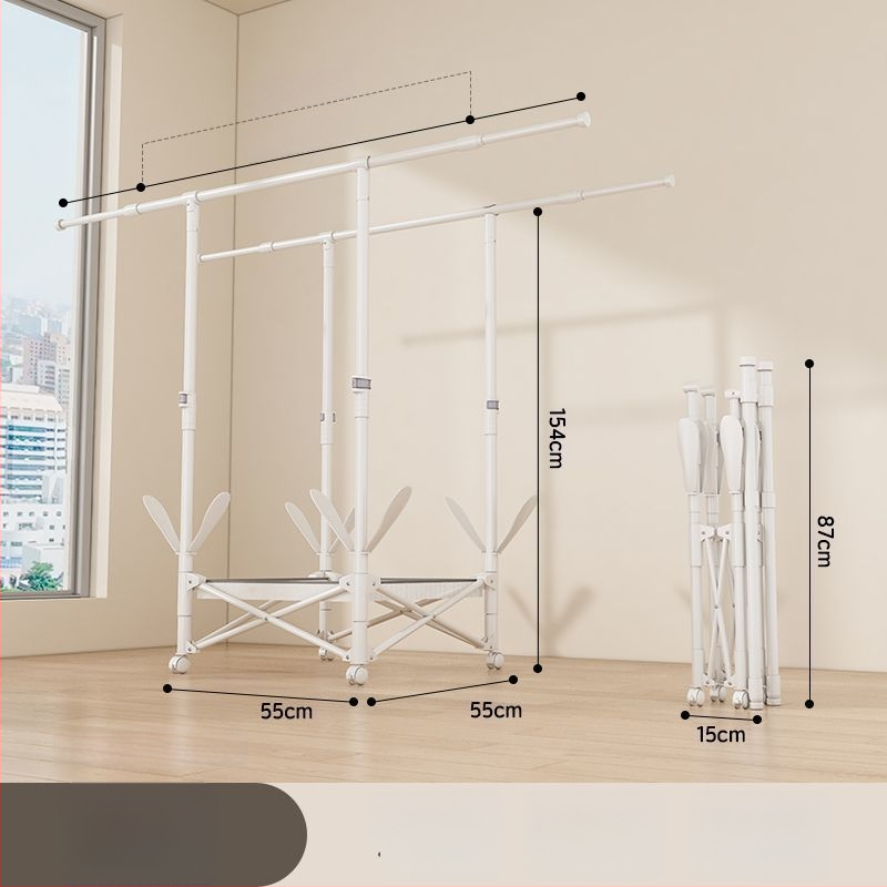 Grīdas sztāvs drēbju žāvēšanai, teleskopisks, pārvietojams un saliekams, nerūsējošā tēraudā, piemērots balkoniem, mājām vai studentu mājām, modelis 7845756785