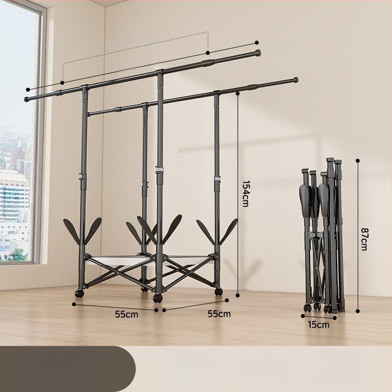 Grīdas sztāvs drēbju žāvēšanai, teleskopisks, pārvietojams un saliekams, nerūsējošā tēraudā, piemērots balkoniem, mājām vai studentu mājām, modelis 7845756785