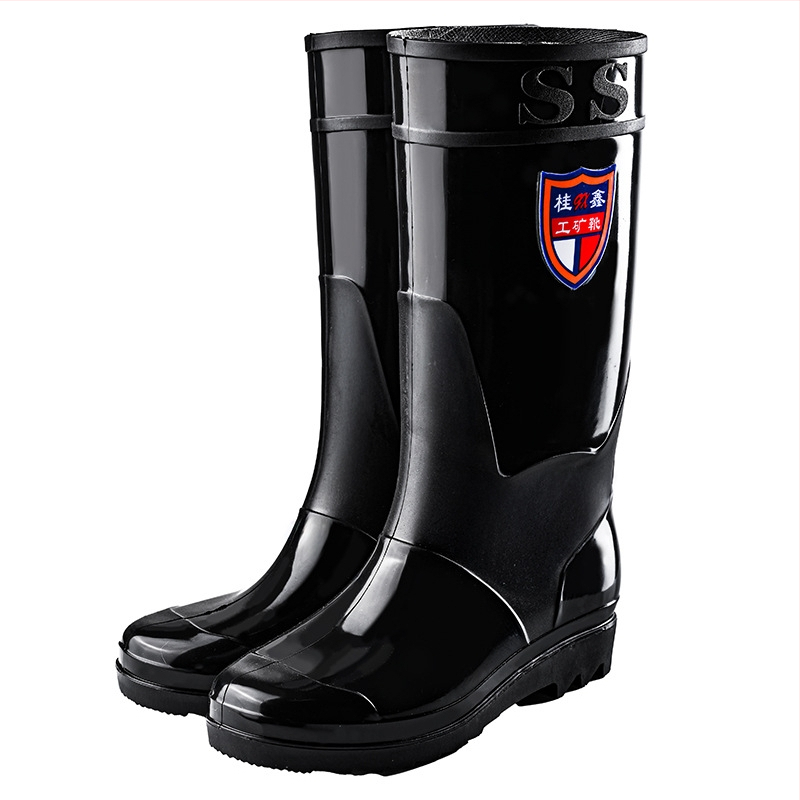 Vīriešu augstās lietus zābaki - ūdensnecaurlaidīgi, pretslīdēšana, visu sezonu, ar režģa odere, zole ar injekcijas spiediena tehnoloģiju