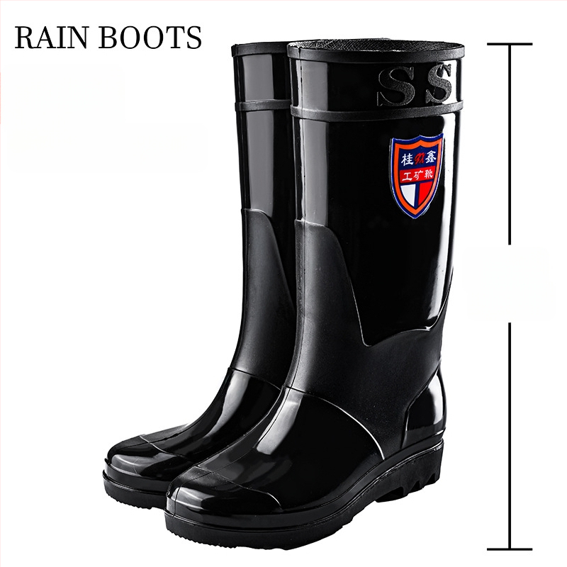 Vīriešu augstās lietus zābaki - ūdensnecaurlaidīgi, pretslīdēšana, visu sezonu, ar režģa odere, zole ar injekcijas spiediena tehnoloģiju