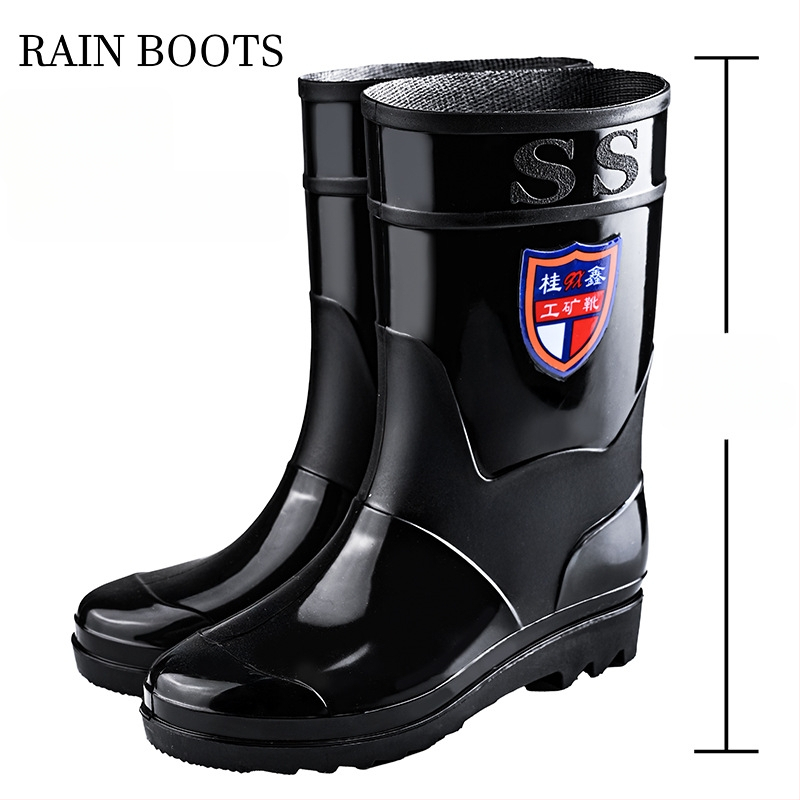 Vīriešu augstās lietus zābaki - ūdensnecaurlaidīgi, pretslīdēšana, visu sezonu, ar režģa odere, zole ar injekcijas spiediena tehnoloģiju
