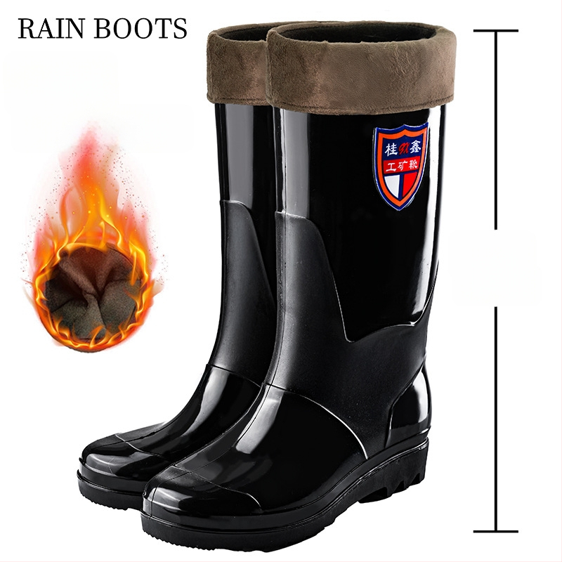 Vīriešu augstās lietus zābaki - ūdensnecaurlaidīgi, pretslīdēšana, visu sezonu, ar režģa odere, zole ar injekcijas spiediena tehnoloģiju