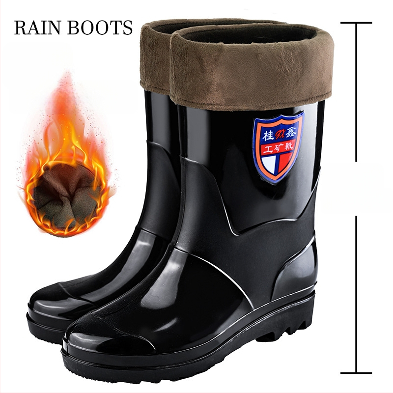 Vīriešu augstās lietus zābaki - ūdensnecaurlaidīgi, pretslīdēšana, visu sezonu, ar režģa odere, zole ar injekcijas spiediena tehnoloģiju