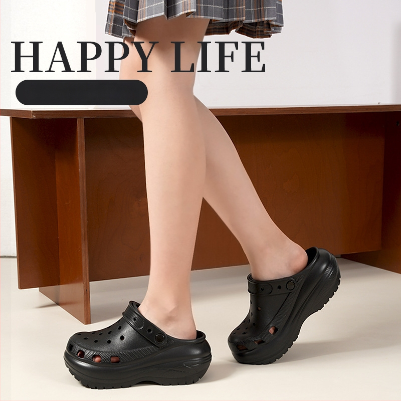 Sieviešu perforētās pludmales sandales, gaisa EVA augšējā daļa un zole, 7 cm neslīdoša platforma