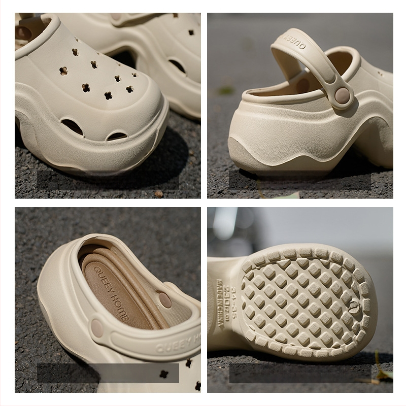 Crocs sandales vasaras 2025, EVA augšējā daļa un EVA zole, zoles biezums 3 cm vai vairāk, pretslīdoša zole, papēža augstums 5–7 cm