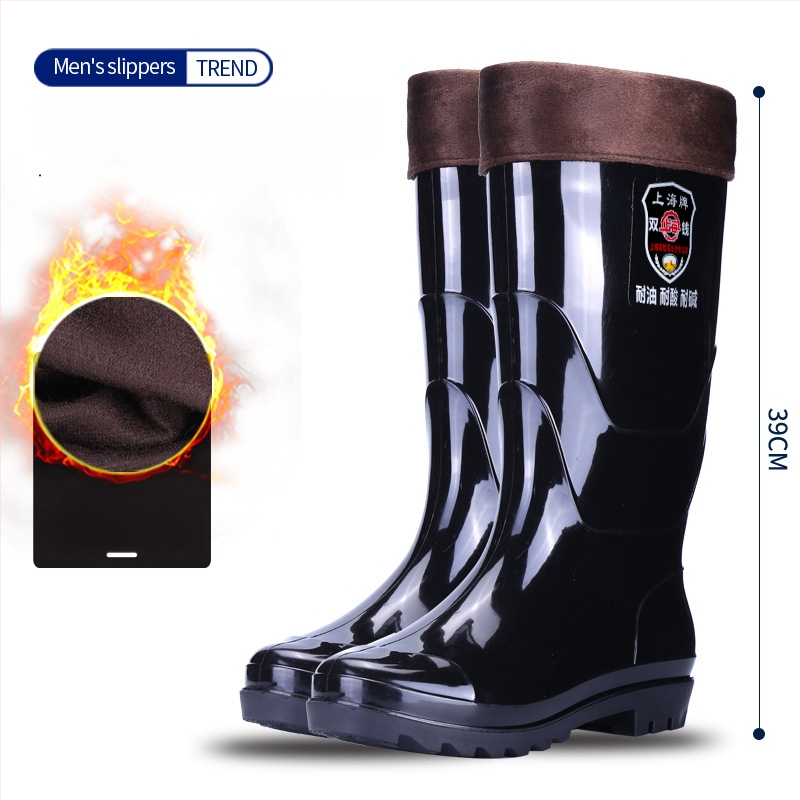 Vīriešu PVC augstās lietus zābaki ar gumijas zoli, ūdensdroši, pretslīdoši, izturīgi pret skābēm un sārmiem