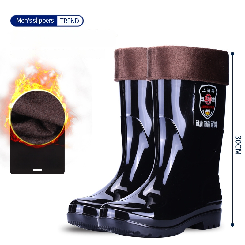 Vīriešu PVC augstās lietus zābaki ar gumijas zoli, ūdensdroši, pretslīdoši, izturīgi pret skābēm un sārmiem