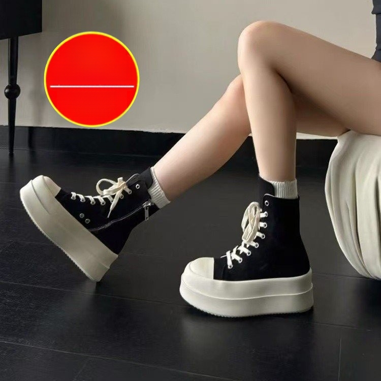 Moteriški kanvas sportbačiai su aukštu viršumi ir storesne padu, šoninis užtrauktukas ir raišteliai, ruduo 2025