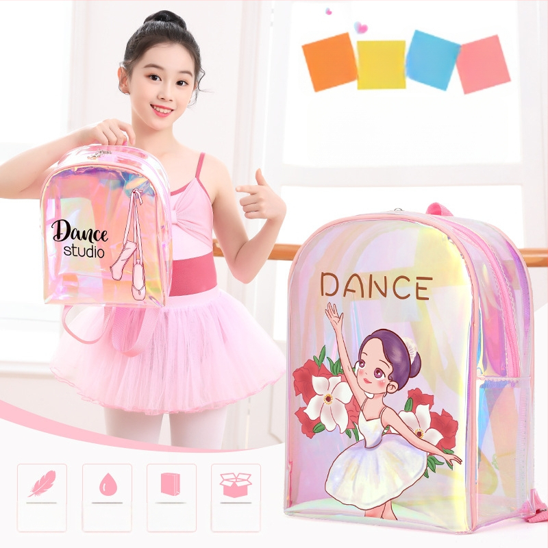 PU-materjalist tantsu seljakott tüdrukutele – kumer õla rihm, anime karikatuuride muster, sobib siseruumides sportimiseks