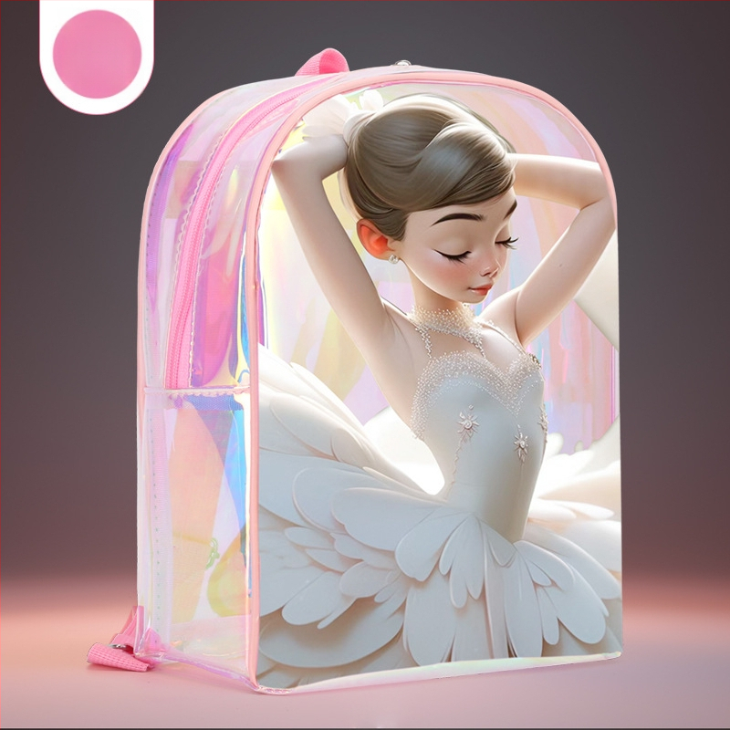 PU-materjalist tantsu seljakott tüdrukutele – kumer õla rihm, anime karikatuuride muster, sobib siseruumides sportimiseks