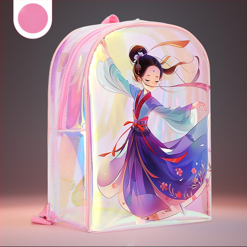 PU-materjalist tantsu seljakott tüdrukutele – kumer õla rihm, anime karikatuuride muster, sobib siseruumides sportimiseks