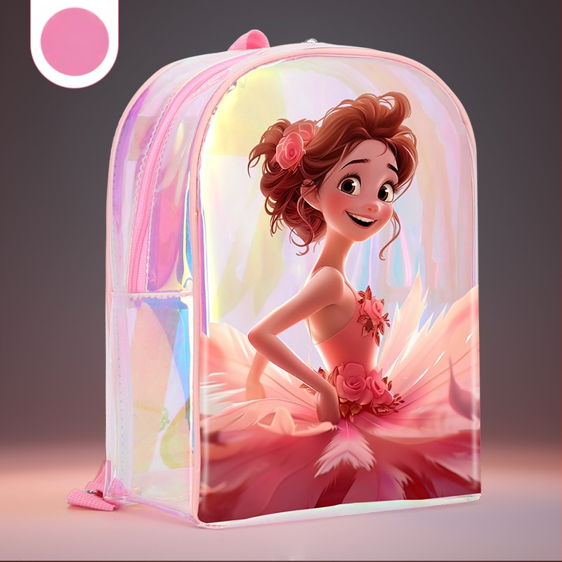 PU-materjalist tantsu seljakott tüdrukutele – kumer õla rihm, anime karikatuuride muster, sobib siseruumides sportimiseks