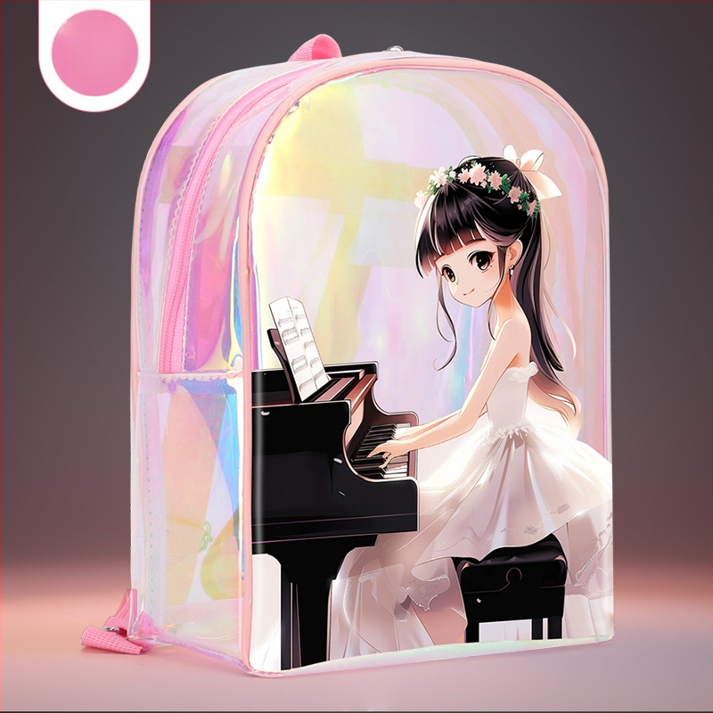 PU-materjalist tantsu seljakott tüdrukutele – kumer õla rihm, anime karikatuuride muster, sobib siseruumides sportimiseks