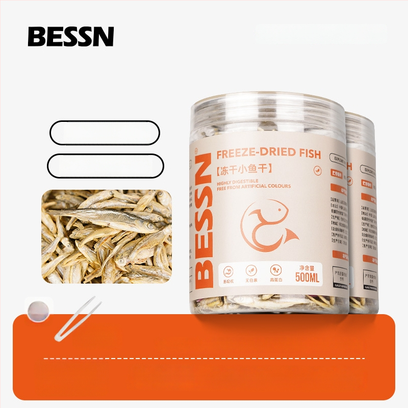 Bessen kilpkonnade toit – sügavkülmutatud kuivatatud väikesed kalad ja kuivatatud alligaatori kilpkonnakommid akvaariumikasvanikele