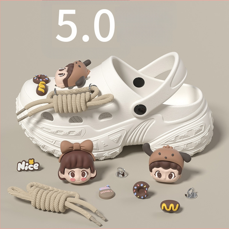 Crocs stila slip-on čības ar EVA materiālu, 5–7 cm bieza zole, pretslīdēšanas, elpojošas