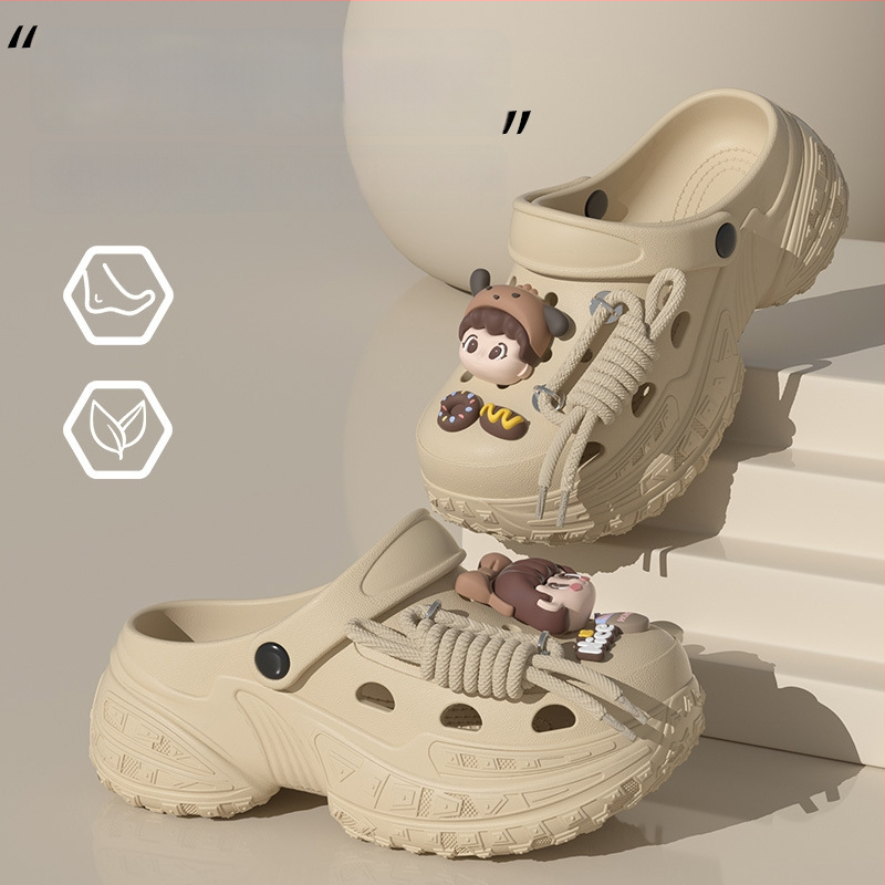 Crocs stila slip-on čības ar EVA materiālu, 5–7 cm bieza zole, pretslīdēšanas, elpojošas