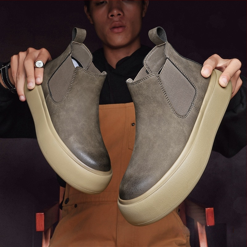 Martin bateliai, britiško stiliaus slip-on Chelsea, viršus iš mikropluošto odos, padas iš gumos putų, žemas nugaros dydis