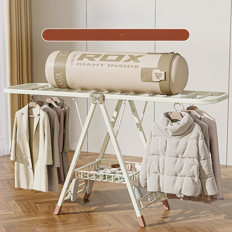 Grindų stovinti drabužių džiovyklė – dviejų stulpų, storintas anglies plienas, sulankstoma, mobilus, vidaus ir lauko balkonui, modelis 7945