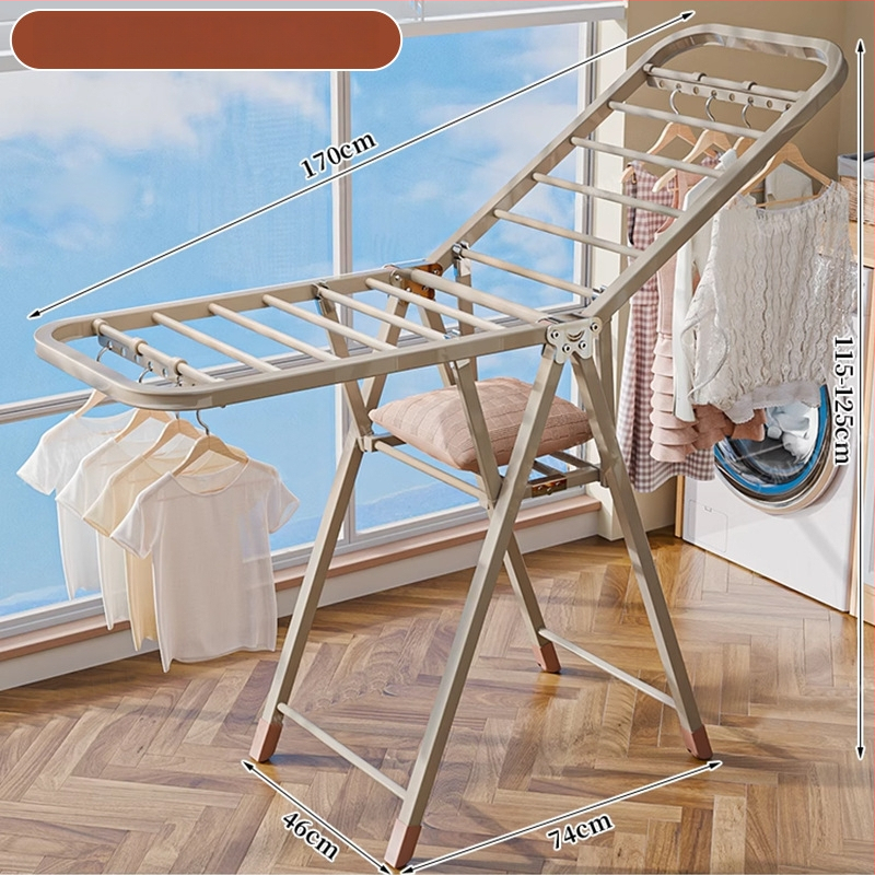 Grindų stovinti drabužių džiovyklė – dviejų stulpų, storintas anglies plienas, sulankstoma, mobilus, vidaus ir lauko balkonui, modelis 7945