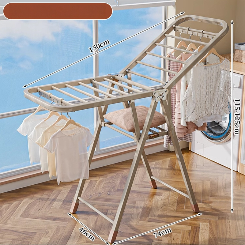 Grindų stovinti drabužių džiovyklė – dviejų stulpų, storintas anglies plienas, sulankstoma, mobilus, vidaus ir lauko balkonui, modelis 7945