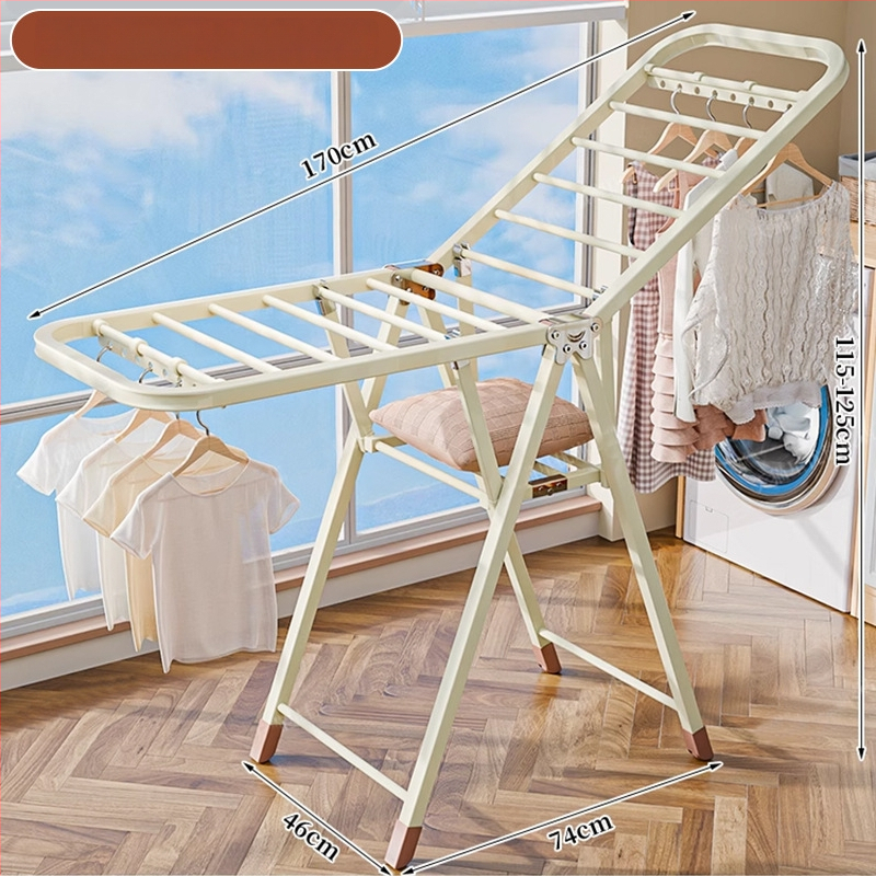 Grindų stovinti drabužių džiovyklė – dviejų stulpų, storintas anglies plienas, sulankstoma, mobilus, vidaus ir lauko balkonui, modelis 7945