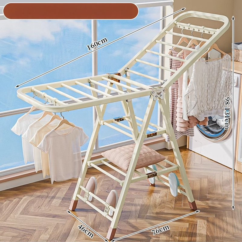 Grindų stovinti drabužių džiovyklė – dviejų stulpų, storintas anglies plienas, sulankstoma, mobilus, vidaus ir lauko balkonui, modelis 7945