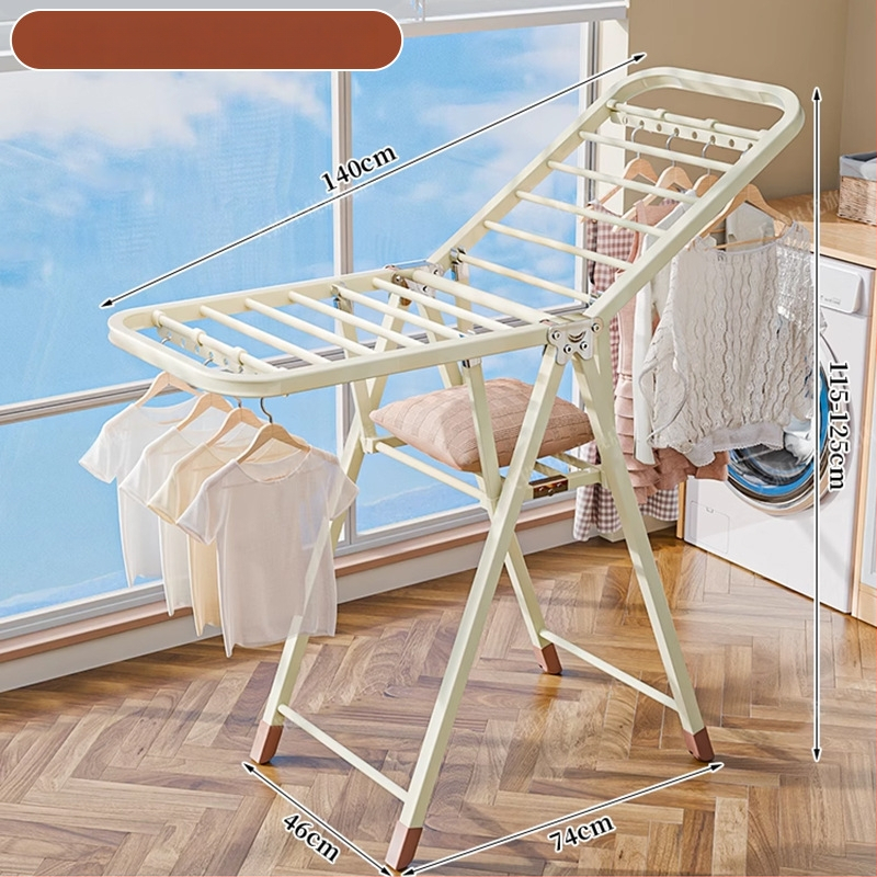 Grindų stovinti drabužių džiovyklė – dviejų stulpų, storintas anglies plienas, sulankstoma, mobilus, vidaus ir lauko balkonui, modelis 7945