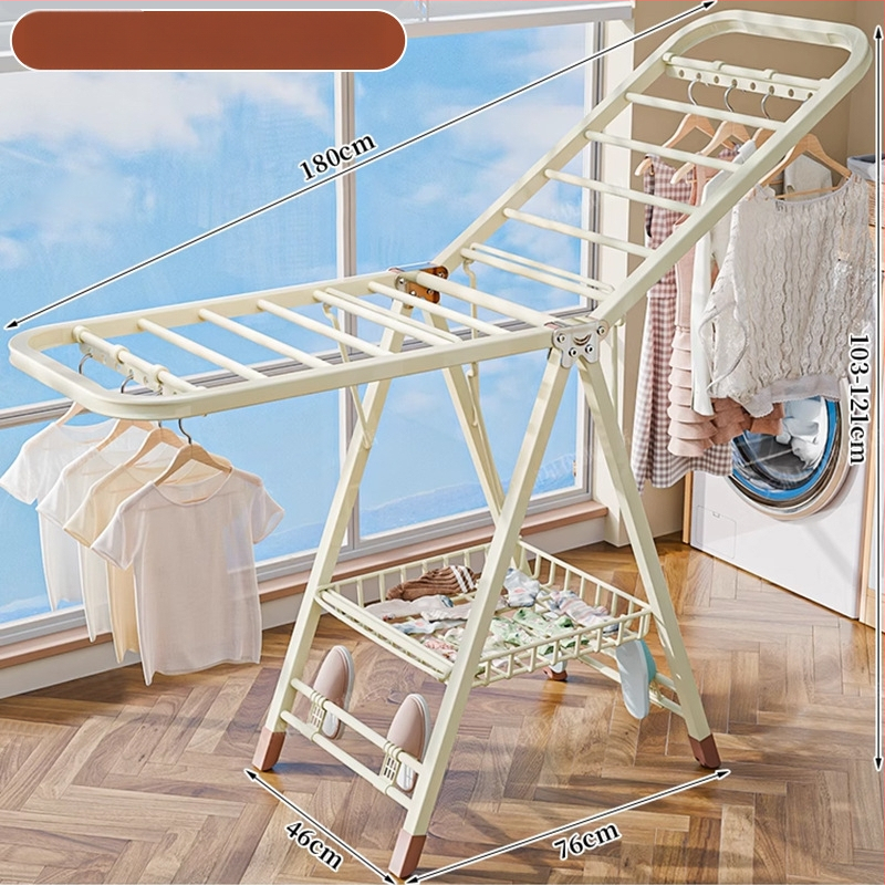 Grindų stovinti drabužių džiovyklė – dviejų stulpų, storintas anglies plienas, sulankstoma, mobilus, vidaus ir lauko balkonui, modelis 7945