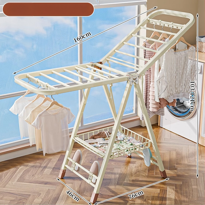 Grindų stovinti drabužių džiovyklė – dviejų stulpų, storintas anglies plienas, sulankstoma, mobilus, vidaus ir lauko balkonui, modelis 7945