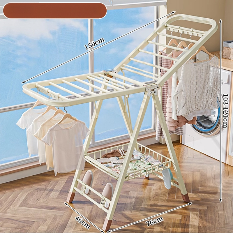 Grindų stovinti drabužių džiovyklė – dviejų stulpų, storintas anglies plienas, sulankstoma, mobilus, vidaus ir lauko balkonui, modelis 7945