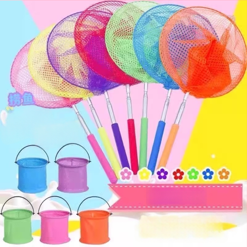 Vaikų teleskopinis tinklas vabzdžiams ir drugiams gaudyti, sulankstomas dizainas ir mažas vandens kibiras