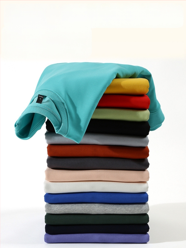 Vīriešu kokvilnas flīsa džemperis ar apaļu kaklu, garas piedurknes, brīvs piegriezums, 600 g smagums