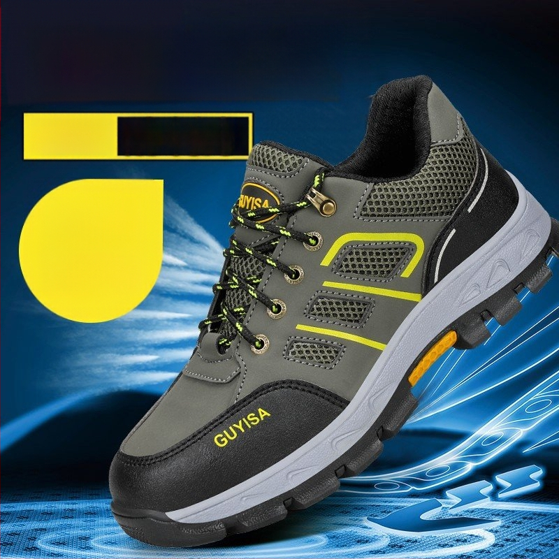 Drošības darba apavi ar perforācijas un triecienskaitlisko aizsardzību; virsējā no mikrofibra ādas; PU zole; zems augums; četras sezonas; unisex.